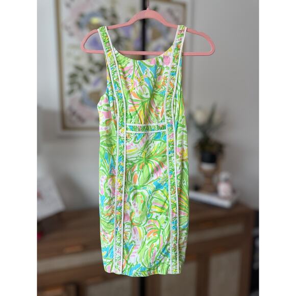 Lilly Pulitzer Fryer Elephant Ear Printed Shift Mini Dress Green Womens Size 2 - Picture 7 of 13